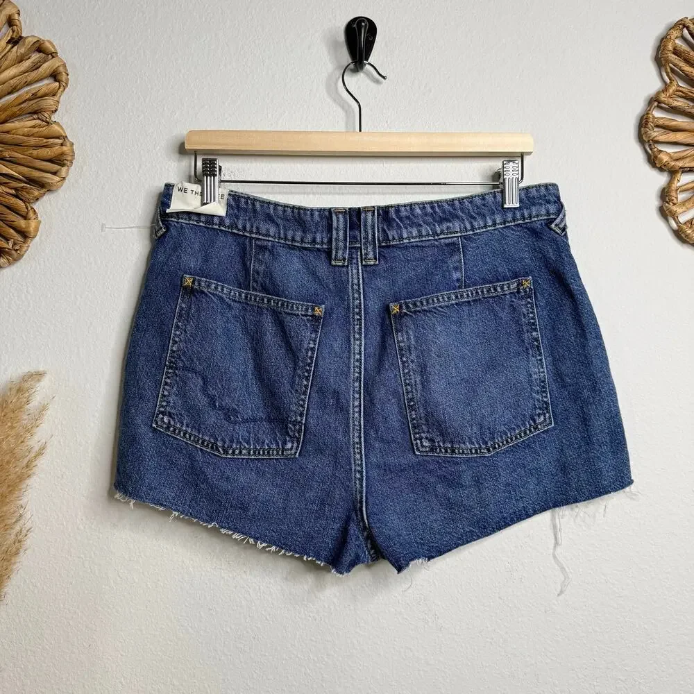 Free People denim shorts boho festival black high rise summer cotton 31